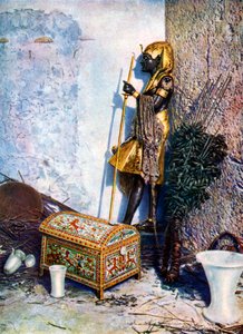Baú de roupas pintadas, que fica ao pé da estátua de Tutancâmon, Egito, 1933-1934 de Unbekannt