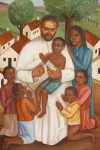 Pintura retratando um missionário cristão no Haiti, Porto Príncipe, Haiti de Unbekannt