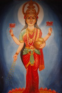 Pintura representando a deusa Lakshmi, Haridwar, Índia de Unbekannt