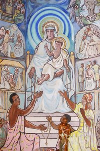 Pintura na catedral de Lome : Virgem e criança, Lome, Togo de Unbekannt