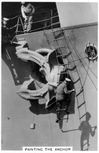 Pintando a âncora do porta-aviões HMS Courageous, 1937 de Unbekannt