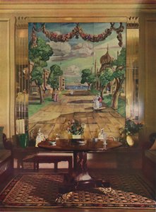 Painel mostrando Regency Brighton, ladeado por pilastras de vidro espelhado, 1933. de Unbekannt