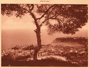 Panorama de Monte Carlo tirado da Turbie Road, 1930. de Unbekannt
