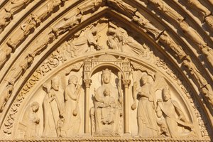 Paris Notre Dame ala oeste da catedral de Paris: tímpano do portão de Santa Ana, Paris, França de Unbekannt