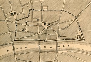 Parte de Londres moderna, mostrando a antiga muralha, 1897. de Unbekannt