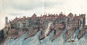Parte da Old London Bridge, c1600 de Unbekannt