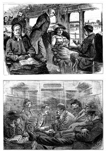 Passageiros em um trem de Londres para Glasgow, 1884 de Unbekannt
