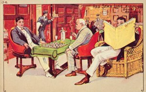 Os passageiros relaxam a bordo de um navio da Red Star, 1907. de Unbekannt