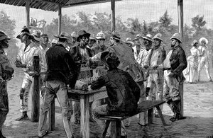 Pagando trabalhadores das Índias Ocidentais, 1888 de Unbekannt