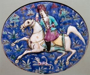 Azulejo persa representando um cavaleiro, séc. de Unbekannt