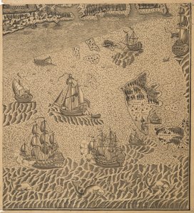 Frota de Pedro, o Grande na Baía de Onega, ca 1707 de Unbekannt