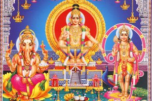 Foto dos deuses hindus Ganesh, Ayappa & Subramania Índia de Unbekannt