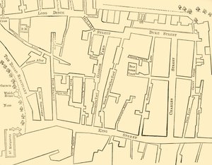 Plano de uma porção de Westminster entre 1734 e 1748 - Antes da construção da Great George Street de Unbekannt