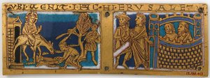 Placa de um altar portátil com cenas da vida de Jesus, alemão, ca. 1160-80. de Unbekannt