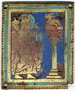 Placa com Moisés, Aarão e a Serpente de Bronze, alemão, ca. 1200. de Unbekannt