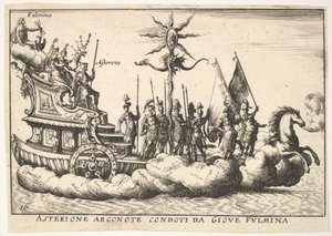 Ilustração 16: O Argonaut Asterion liderado por uma jovem figura do relâmpago Asterione argonote con ..., 1664. de Unbekannt