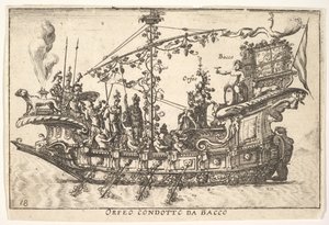 Ilustração 18: Orfeu liderado por Baco Orfeo liderado por Baco, da série The magnifice ..., 1664. de Unbekannt