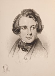 Retrato de Charles Dickens. Esboço da irmã de Dickens Fanny, em baixo à esquerda, 1842. de Unbekannt