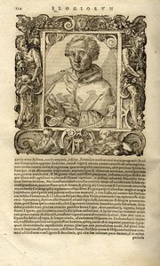 Retrato de Cristóvão Colombo. De Paedotrophia do poder militar distinguido por Paolo Giovio, de Unbekannt