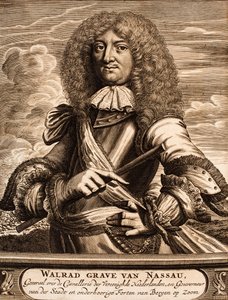 Retrato do príncipe Walrad de Nassau-Usingen 1635-1702 De: local da guerra, 1675. de Unbekannt