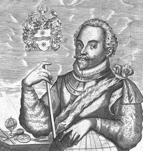 Retrato de Sir Francis Drake. Frontispício de The World Encompassed, 1628 de Unbekannt