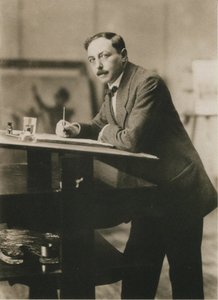 Retrato de Thomas Theodor Heine 1867-1948 em seu estúdio, c.1913. de Unbekannt
