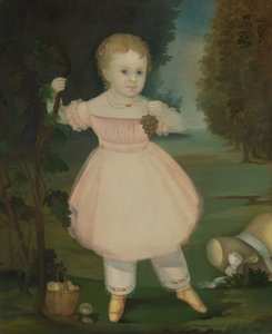 Retrato de uvas de uma colheita de menina, 1840-50.