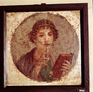 Pintura de retrato de Safo, Pompeia, Itália de Unbekannt