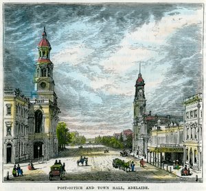 Post Office and Town Hall, Adelaide, Austrália Meridional, Austrália, c1880 de Unbekannt