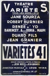 Propaganda de pôsteres Variedades 41 show de variedades, França, 1941