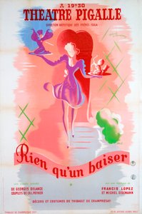 Cartaz para apenas um beijo, no Teatro Pigalle, Paris, século XX