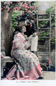 Carta de amor de estreia, cartão postal vintage francês, c1900 de Unbekannt