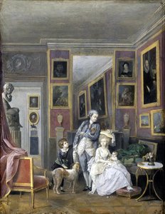 Príncipe Alexander Sergeevich Stroganov com sua esposa Ekaterina Petrovna e filhos, ca 1778 de Unbekannt