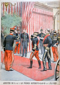 Príncipe Kotohito Kan ao chegar ao Palácio do Eliseu, Paris, 1900 de Unbekannt