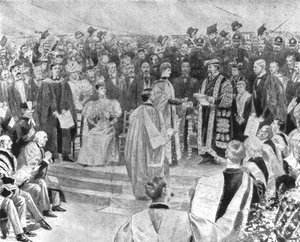 Princesa Alexandra recebendo o Grau de Doutor em Música ... 1896, 1901. de Unbekannt
