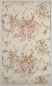 Seda impressa com desenho de flores, final dos anos 1800. de Unbekannt