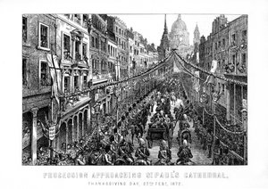Procissão se aproximando da Catedral de São Paulo, dia de ação de graças, 27 de fevereiro de 1872, 1899 de Unbekannt