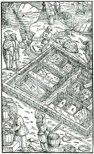 Produção de sal por evaporação da água do mar em salinas, 1556 de Unbekannt