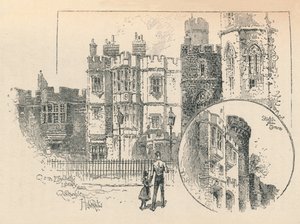 Biblioteca da rainha Elizabeths. Esboço do terraço norte, 1895 de Unbekannt
