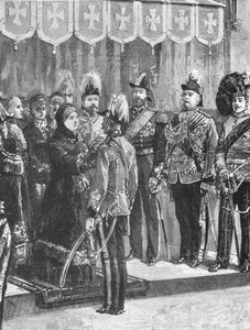 Oficiais de decoração da rainha Victoria ... em Windsor, 8 de dezembro de 1879, 1901. de Unbekannt