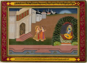 Radhas Confidante a leva a Krishna, c. 1790-1800. de Unbekannt