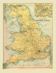 Mapa ferroviário da Inglaterra e país de Gales, 1902. de Unbekannt