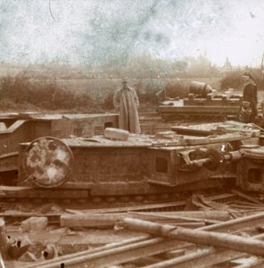 Montagem ferroviária para a arma Big Bertha, c1914-c1918 de Unbekannt