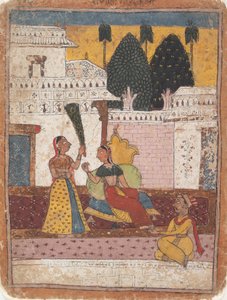 Ramkali Ragini: Página de uma série de Ragamala dispersa de modos musicais, século XVIII. de Unbekannt