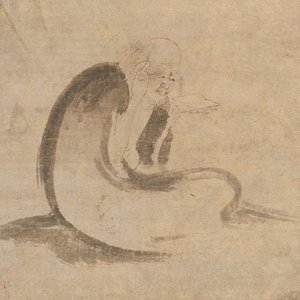 Lendo um Sutra ao luar, ca. 1332. de Unbekannt