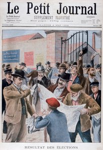 Lendo os resultados das eleições no ewspaper, Paris, 1902 de Unbekannt