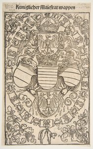 Em frente: Brasão de armas de Maximiliano I como rei dos romanos, verso: Brasão de armas de Florian ..., 1502. de Unbekannt