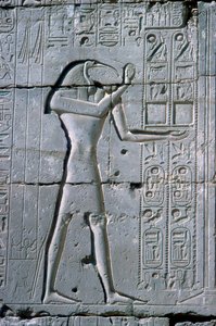 Relevo mostrando Thoth, o Ramesseum, Templo de Ramsés II, Luxor, Egito, c1300 aC de Unbekannt
