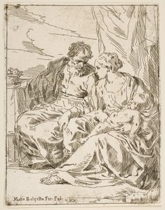 Descanse na fuga para o Egito, Maria segurando o infante Cristo enquanto São ..., ca. 1637-1639 ou depois. de Unbekannt