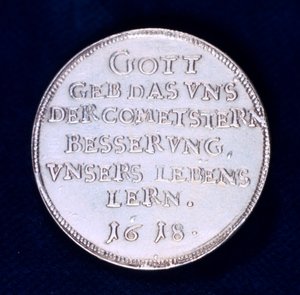 Reverso de uma medalha em comemoração ao brilhante cometa de novembro de 1618 de Unbekannt